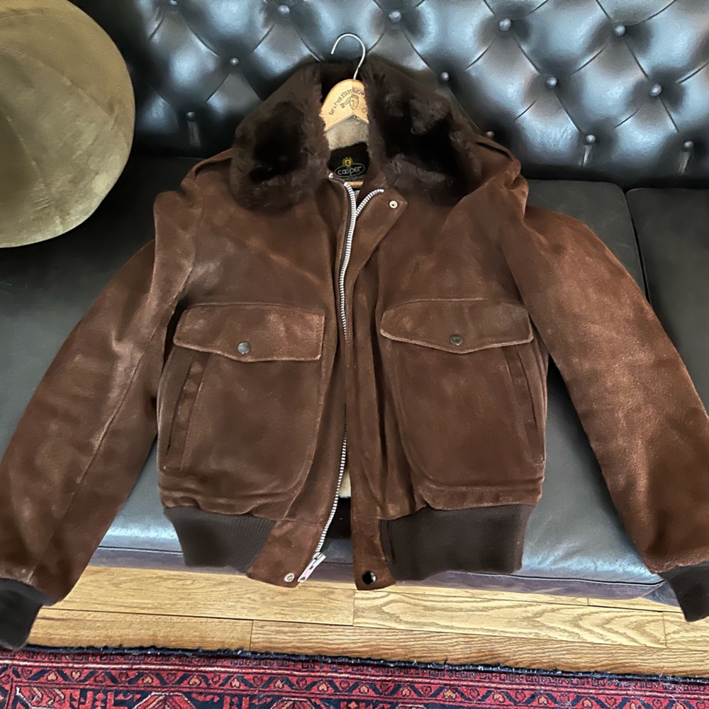 VINTAGE Cooper Genuine Leather Suede Bomber Jacket Size 36 Made in USA